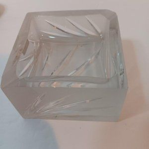 Samabor Hand Cut Crystal Square Ashtray. 24% Pbo. 3 3/4"x 3 3/4". Excellent